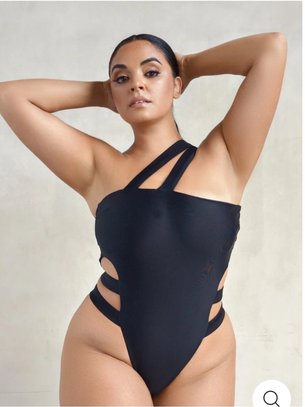 MBM DISCOVERY One-Shoulder Black Strappy Cutout One-Piece Swimsuit